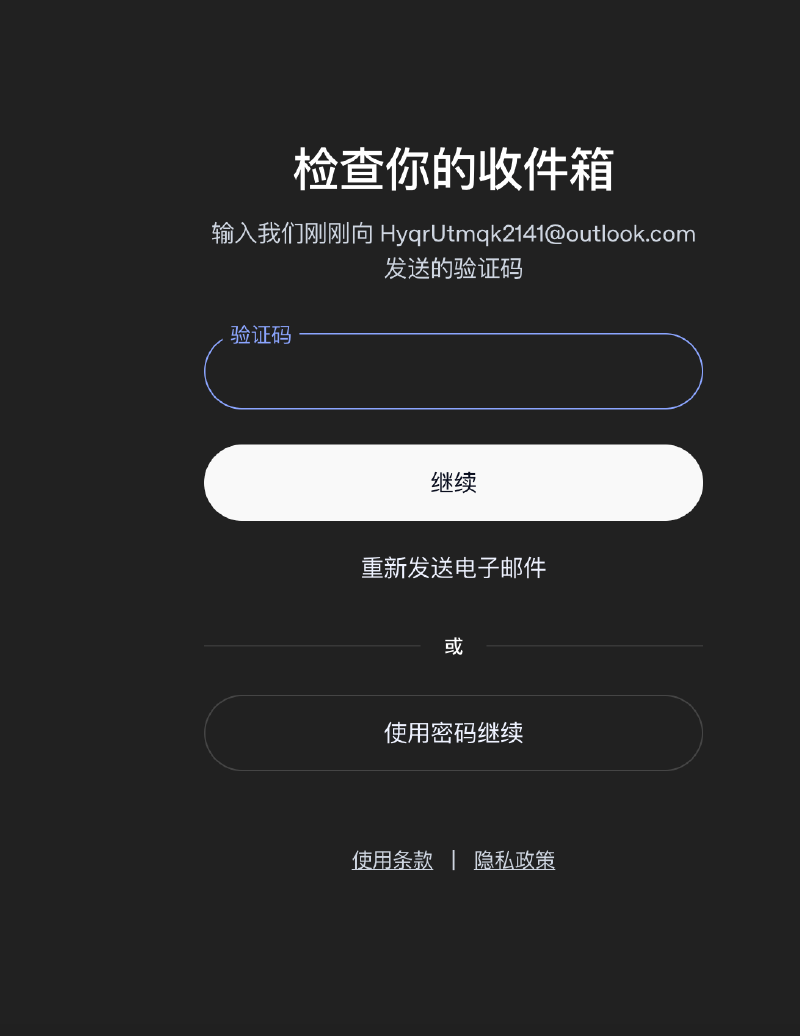在 ChatGPT 登录页输入订单邮箱