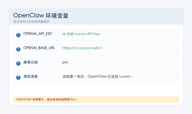 OpenClaw Lucoo 环境变量示意图